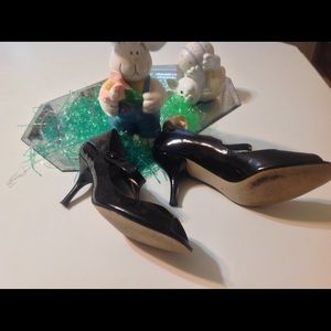 Black patent leather heels
